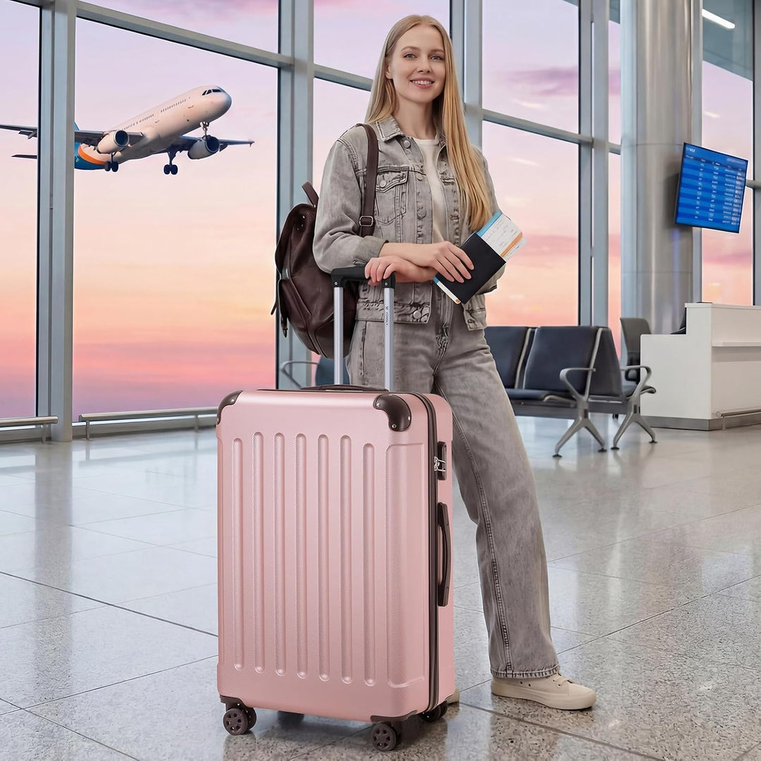 Gepäck Suitcase Reisekoffer, Trolley Rollkoffer Handgepäck, Hartschalenreisekoffer mit 360° Lenkroll