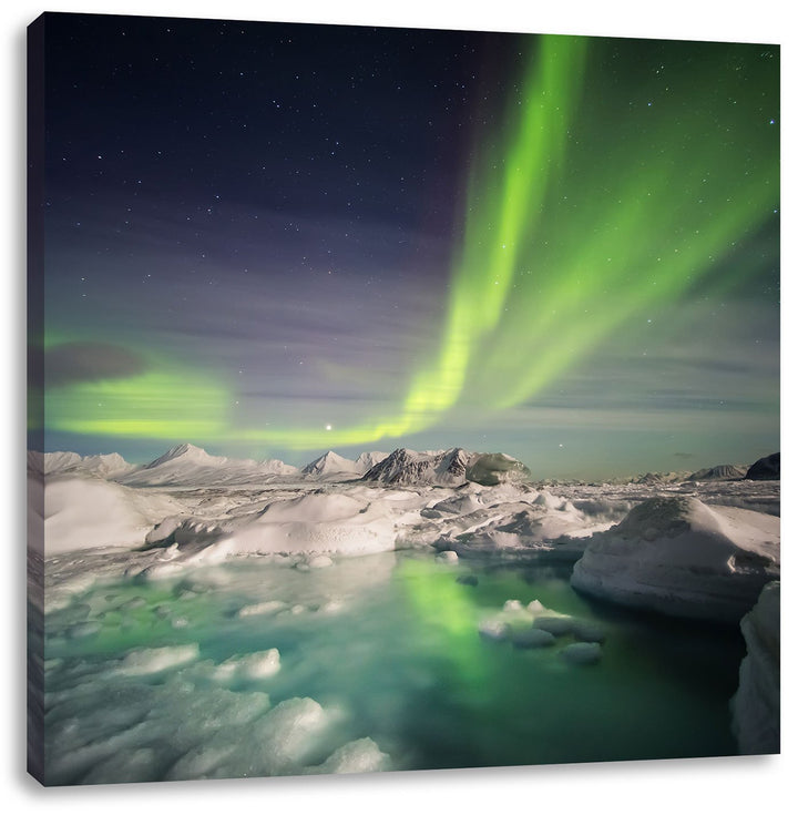 gewaltiges Polarlicht, Format: 70x70 auf Leinwand, XXL riesige Bilder fertig gerahmt mit Keilrahmen,