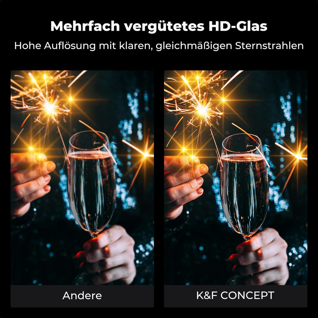 K&amp;F CONCEPT 77mm Variabler Kurzstrahl-Sternfilter 4&amp;8 Punkte Dezenter Glanz, 77mm