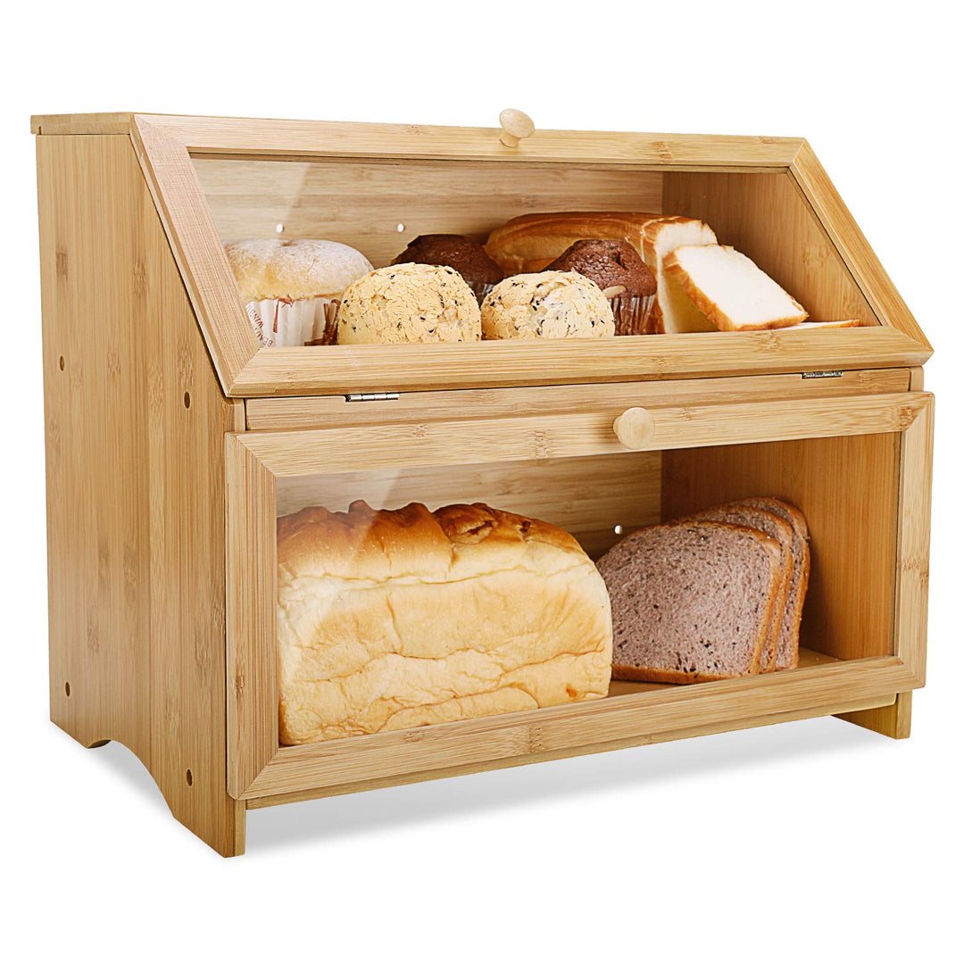 Leader Accessories Brotkasten Bambus Brotbehälter lebensmittelecht Brotaufbewahrung pflegeleicht 39x