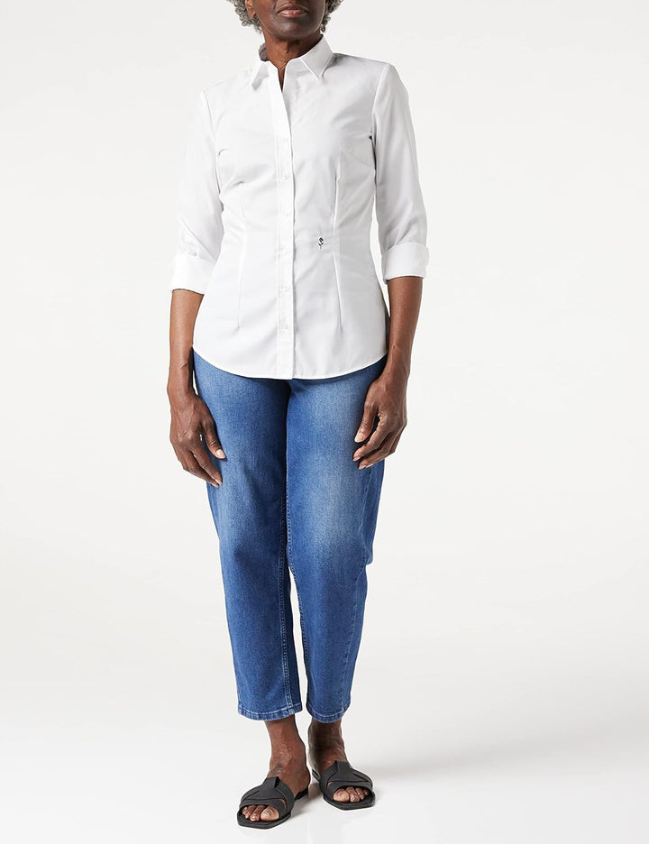 Seidensticker Damen Bluse - City Bluse - Hemdbluse - Slim Fit - Kurzarm - Uni - Stretch 32 Weiss, 32