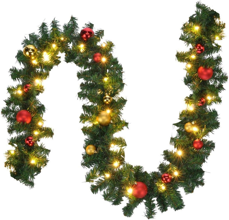 Bambelaa! Tannengirlande Grün Weihnachtsdeko Beleuchtet Künstlich Mit Lichterkette Weihnachten Dekor
