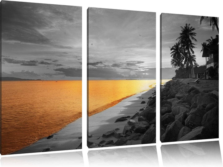 Pixxprint Entspanntes Urlaubsgebiet als Leinwandbild | Grösse: 3 Teilig (120x80) | Wandbild| Kunstdr