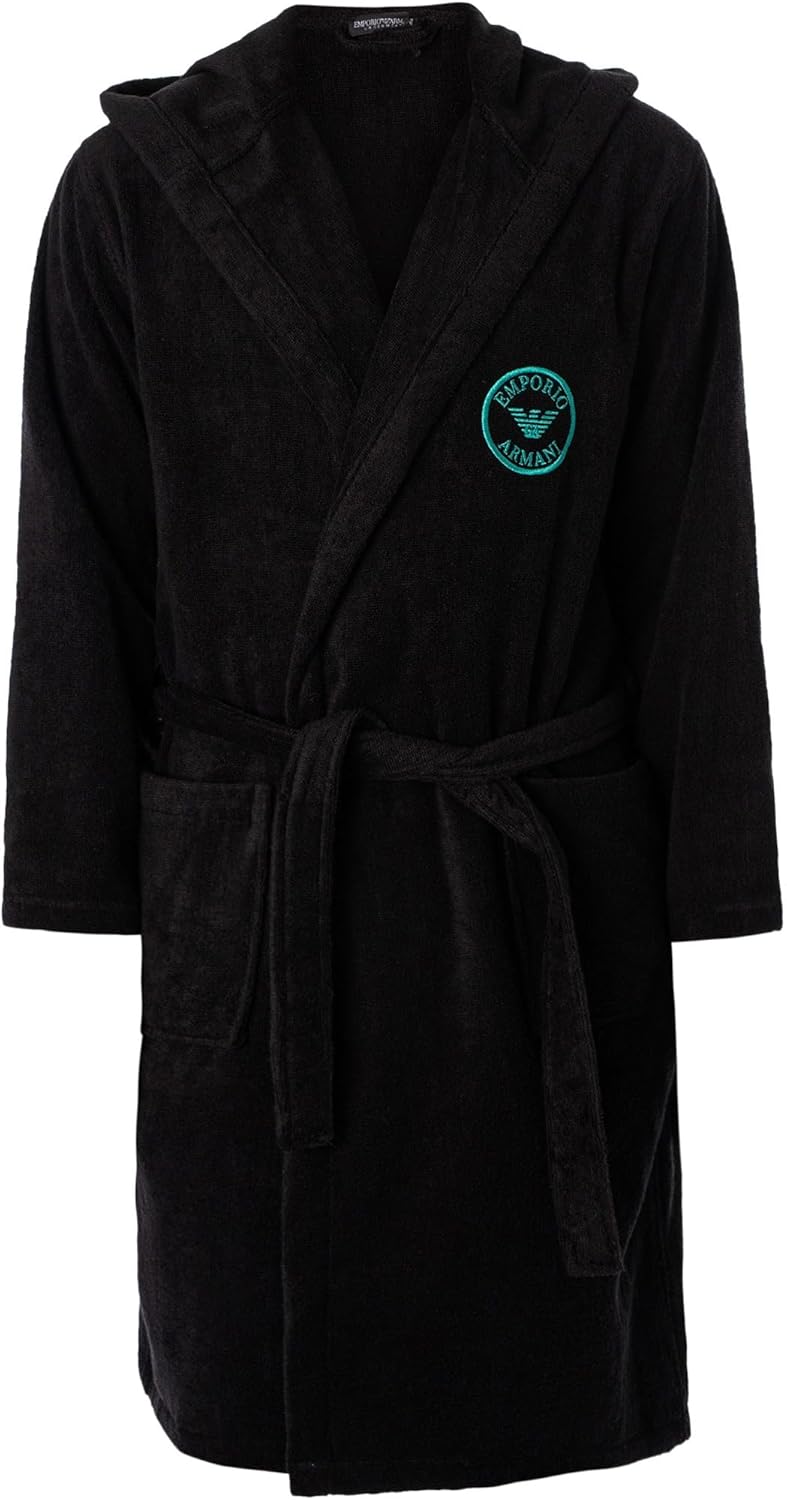 Emporio Armani Herren Men's Micro Sponge Bathrobe S Schwarz, S Schwarz