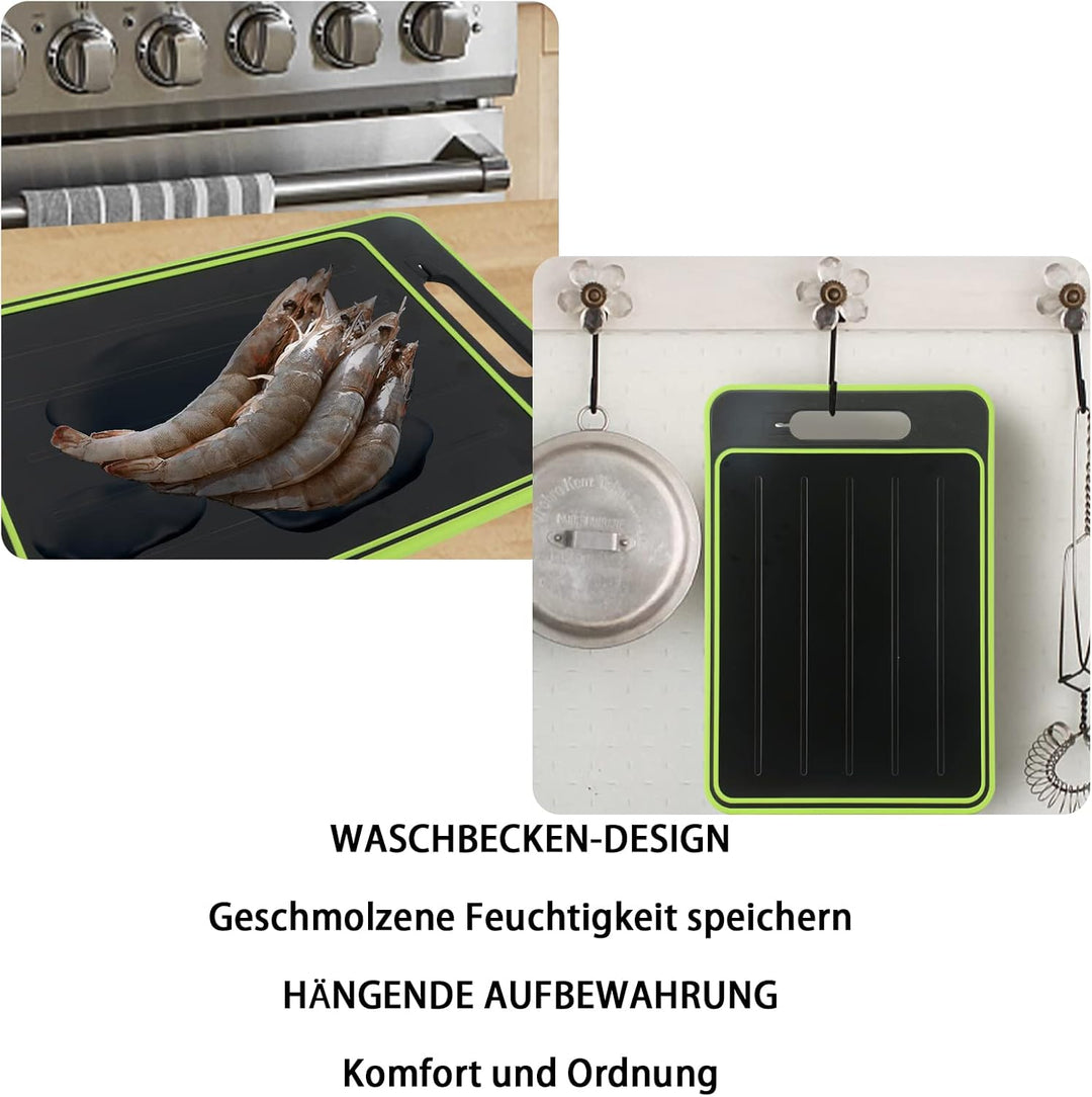 Auftauplatten Schneidebrett mit Auftau-Funktion, 3x Schneller Auftauen Frost Away 4-in-1 Küchen Gadg