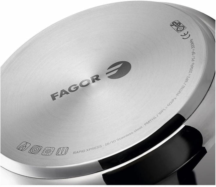 Fagor Rapid Xpress Schnellkochtopf 7,5 Litern, Induktion, Dampfkochtopf Express-Superschnell, Edelst