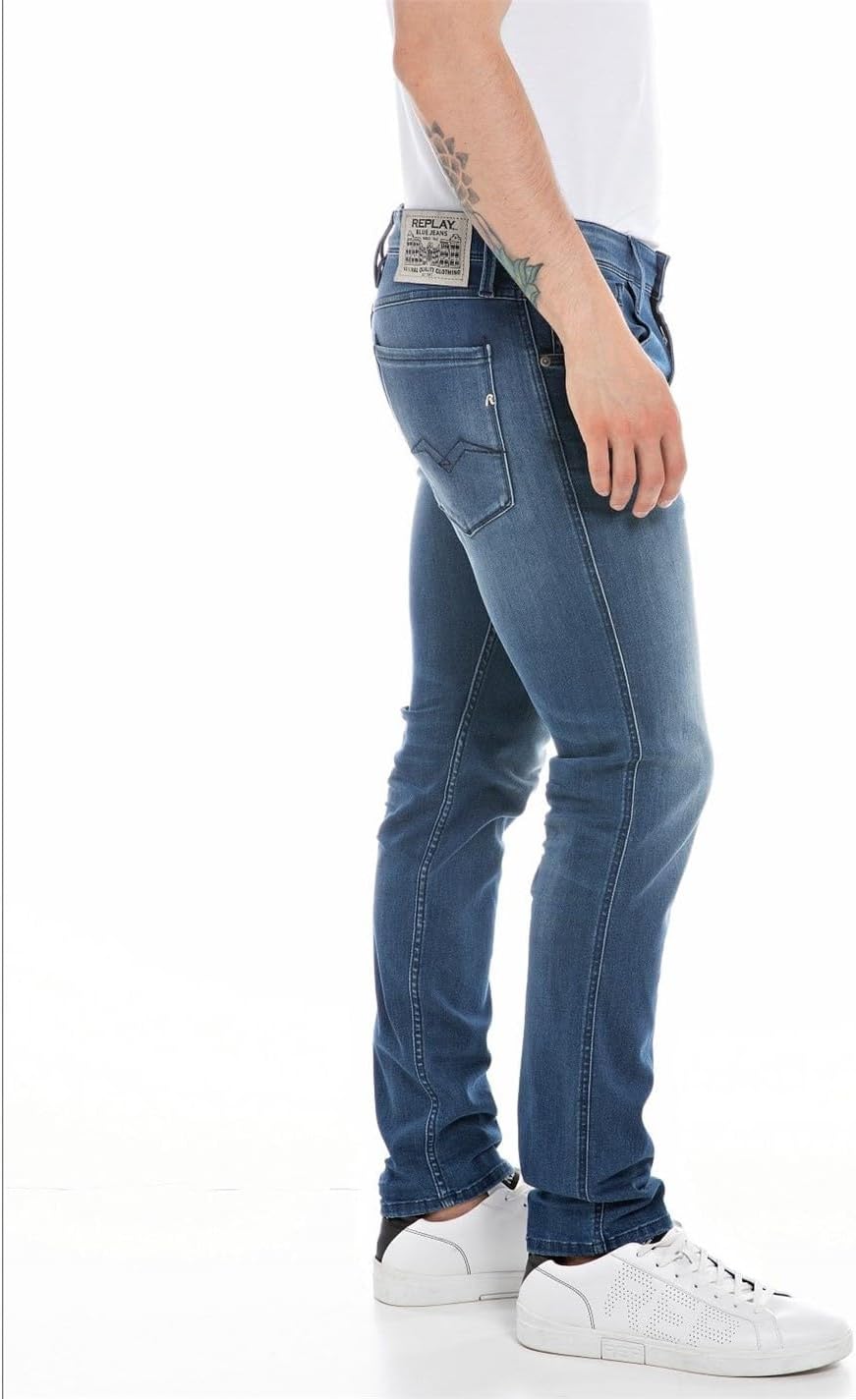 Replay Herren Jeans Anbass Slim-Fit mit Comfort Stretch 33W / 32L Medium Blue 009-3, 33W / 32L Mediu