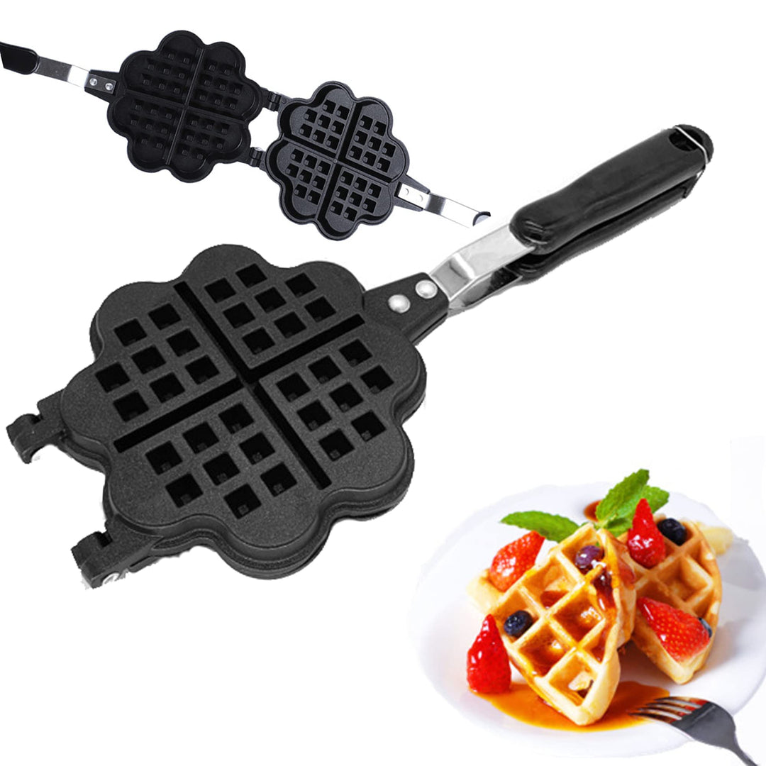 JIAMIAN Waffle Makers, with Non-Stick Coating &amp; Heat-Insulated Handle, Sandwich Iron, Press Plate Ma