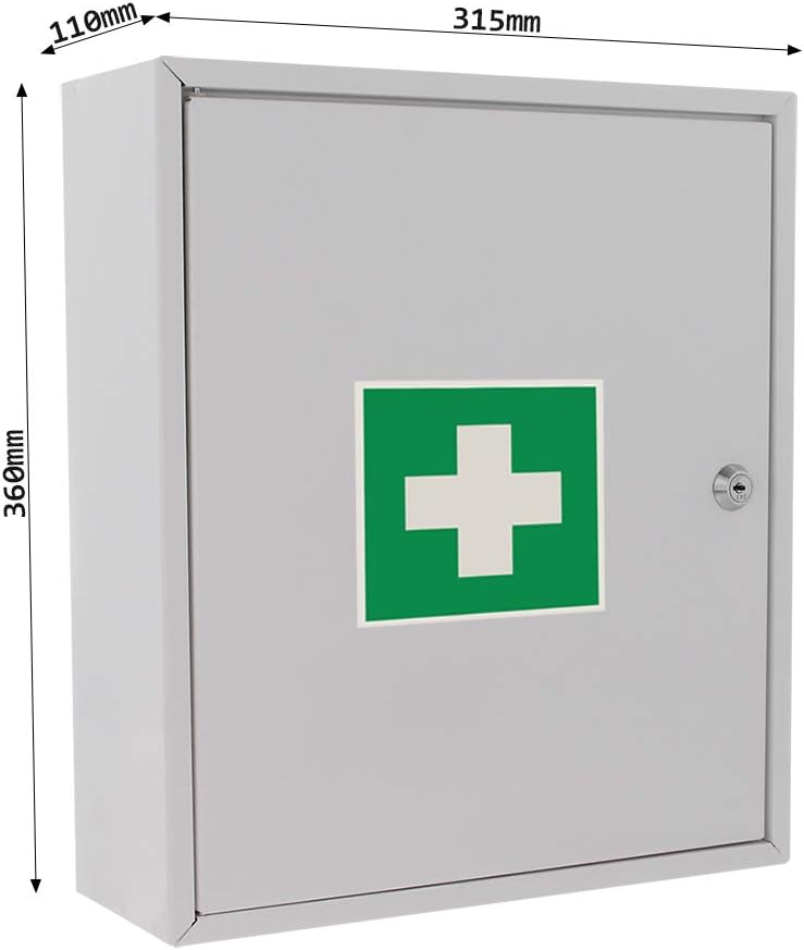 Profirst PM1 Medikamentenschrank Stahlblech Weiss Aufkleber Zylinderschloss 2 Schlüssel 1 Fachboden