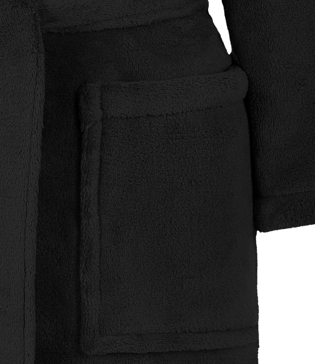 Kinderbademantel Kuschel Soft Fleece mit Kaputze & Taschen Jungen, Mädchen (140, schwarz) Microfaser
