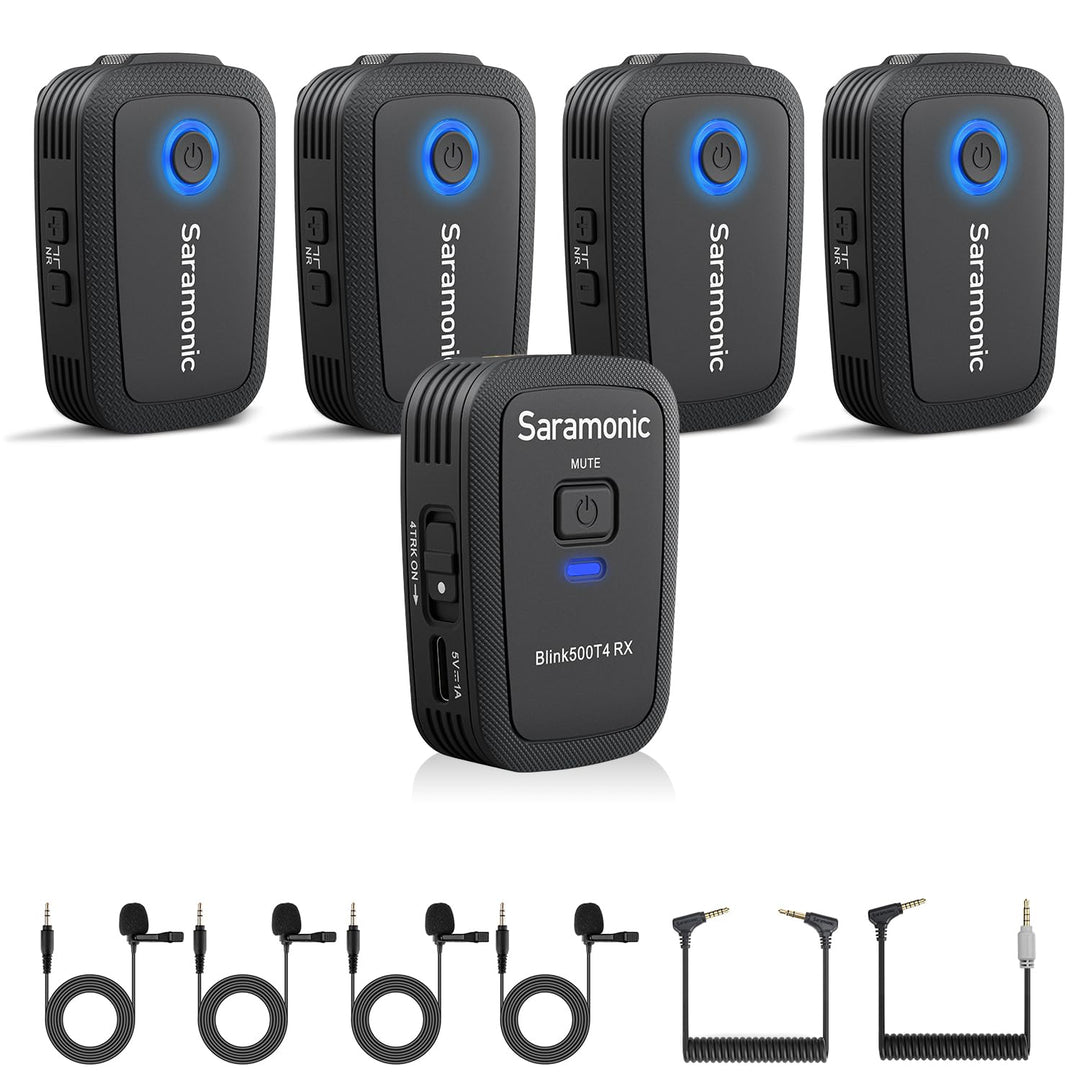 Saramonic Blink 500 T4 4 Personen Wireless Lavalier Mic System, 2,4 GHz, 100 m Reichweite, 4 Sender