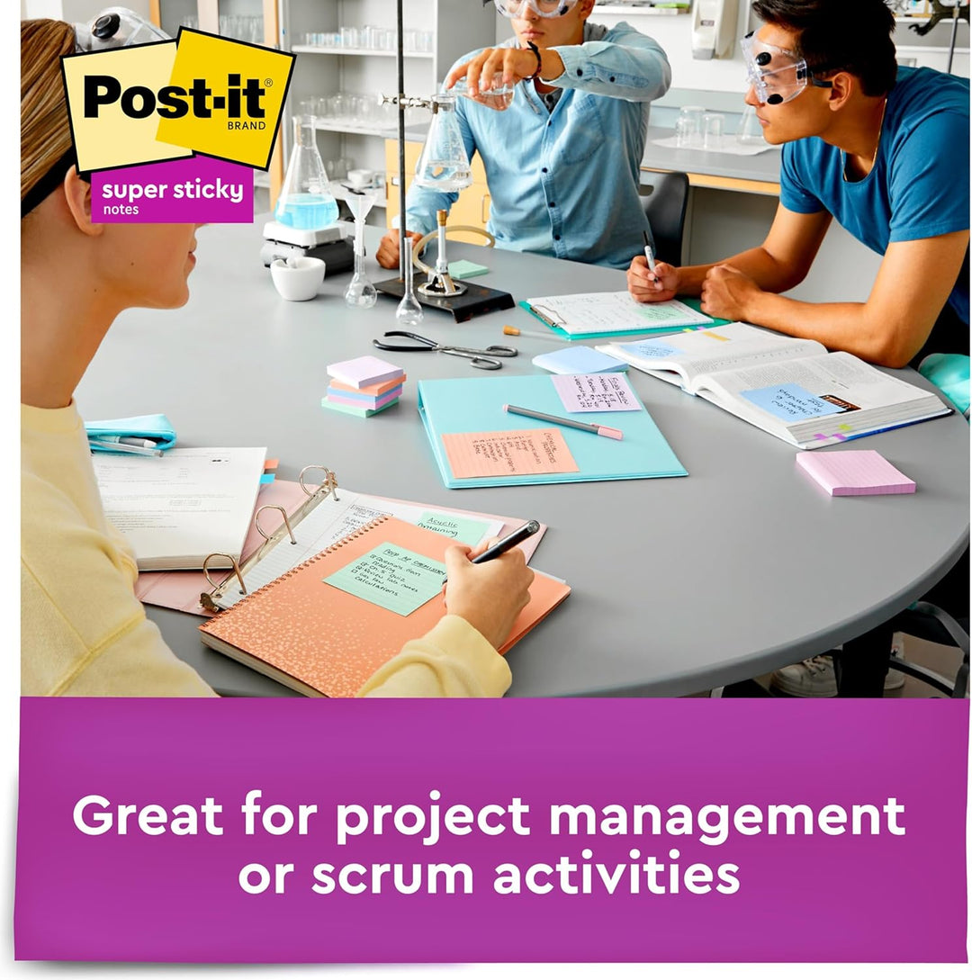 Post-it Super Sticky Recycled Notes, 5 Pastellfarben, Sticks and Resticks, 7,6 x 7,6 cm Wanderlust,