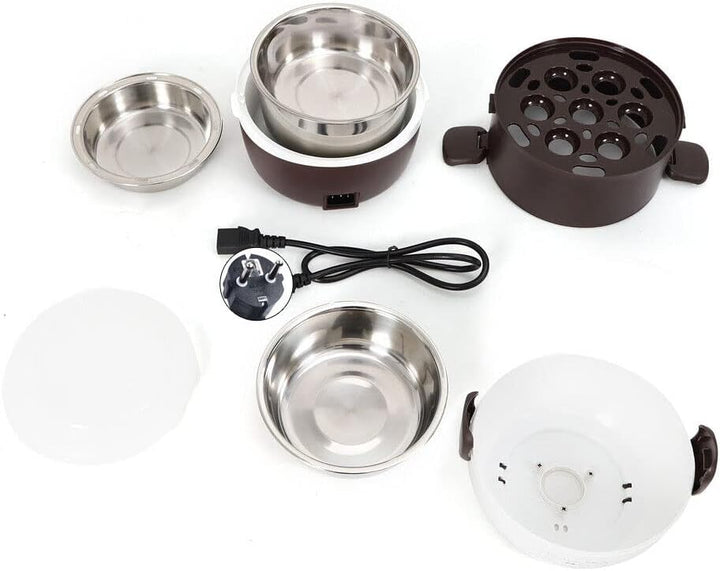 2L 3 Schichten Tragbare Brotdose Reiskocher Elektrisch Lunchbox, 360°Dampferhitzungstechnologie Esse