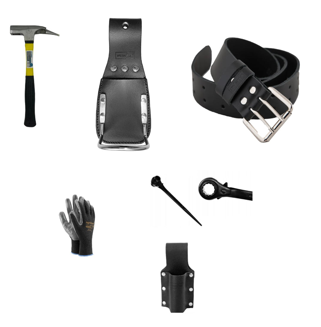GERÜSTBAU PROFI SET Ratsche Gerüstbauratsche Schlüssel 19/22 + Latthammer + 2 Halter + Gürtel (105,