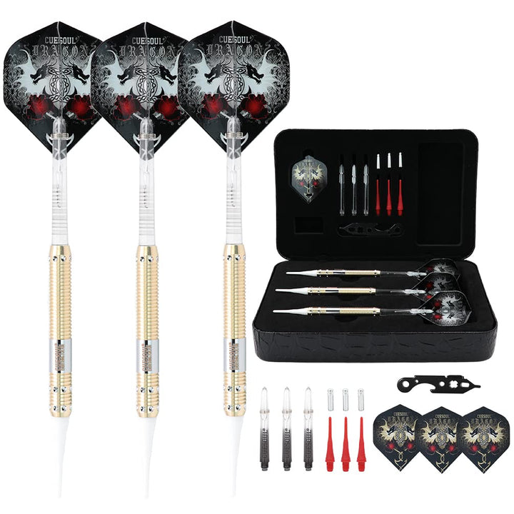 CUESOUL 16 Grams Deluxe Soft Tip Darts Set with Luxury Case（Dragon Series） JL-STL-B1101+D604, JL-STL