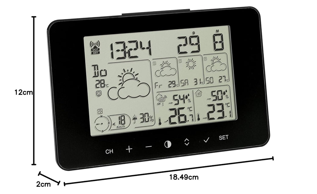 TFA Dostmann Wetter Info Center METEOTIME PRIMO, 35.1156.01, Wetterstation inkl Aussensender, für 90