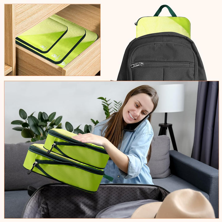 AiQInu Packing Cubes Compression, 5 Stück Packtaschen Kompression Koffer Organizer Set mit Wäschebeu