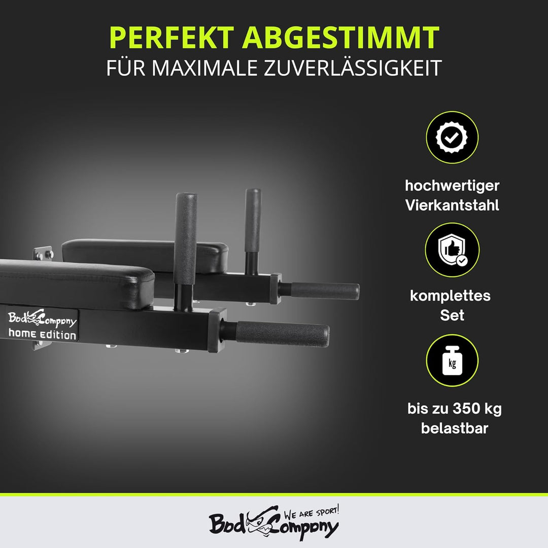 Bad Company Dip-Station zur Wandmontage I Dips-Barren zur Anbringung an der Wand für das Homegym I P