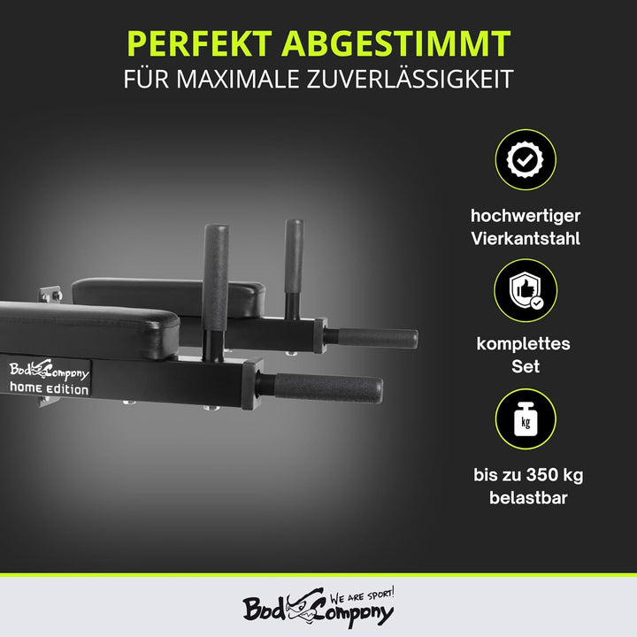 Bad Company Dip-Station zur Wandmontage I Dips-Barren zur Anbringung an der Wand für das Homegym I P