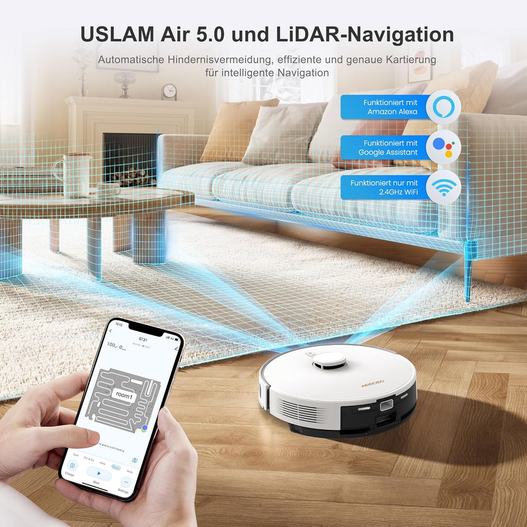 AIRROBO GT21 Saugroboter mit Wischfunktion, 3.5L Staubsauger Roboter mit Absaugstation, 180Min Laufz