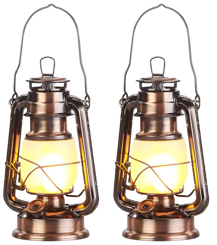 Lunartec LED Sturmlampe: 2er-Set LED-Sturmlaternen mit Flammen-Effekt; 25 cm Höhe; bronzefarben (Lat