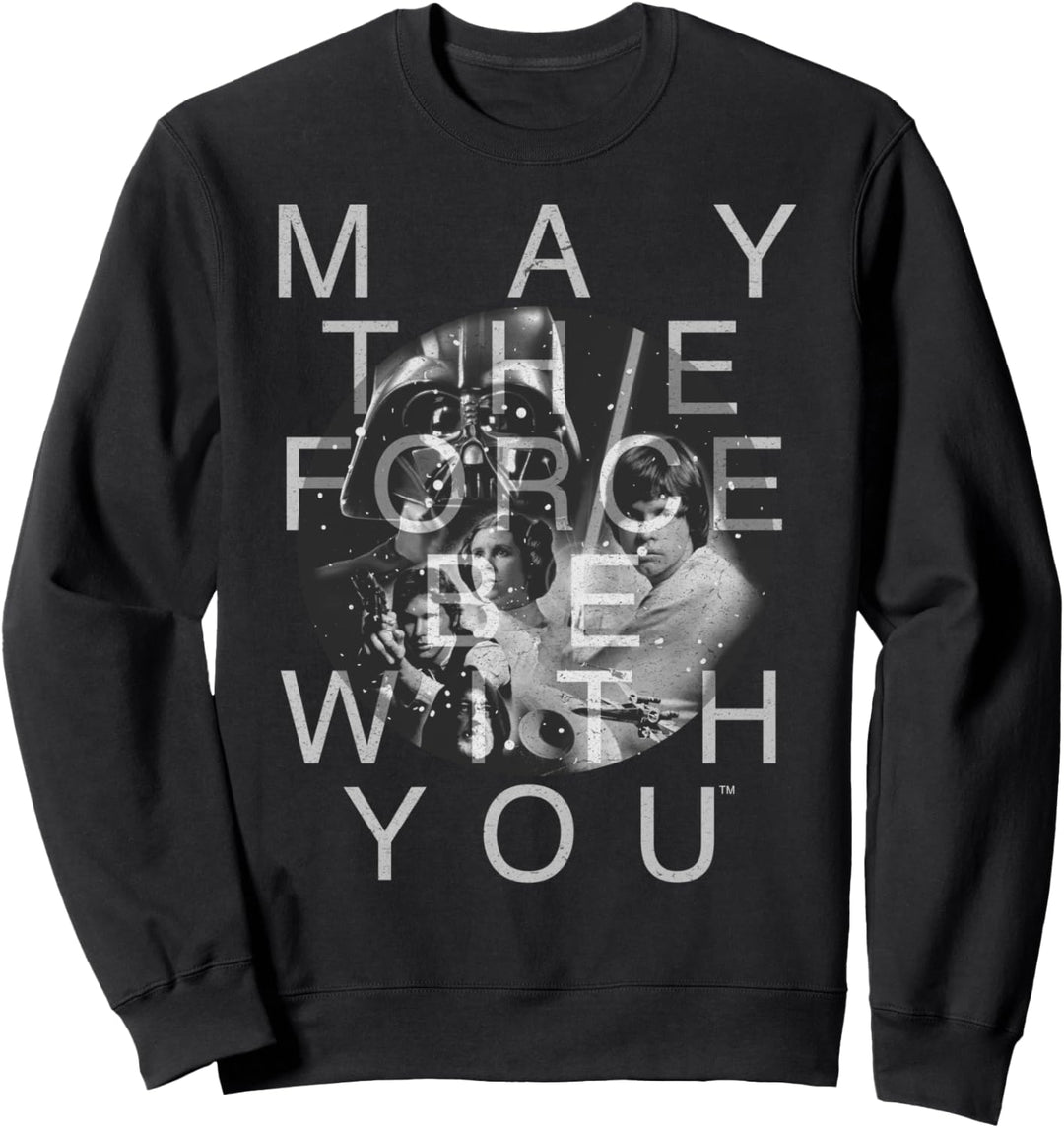 Star Wars The Force Group Shot Retro Text Photo Sweatshirt
