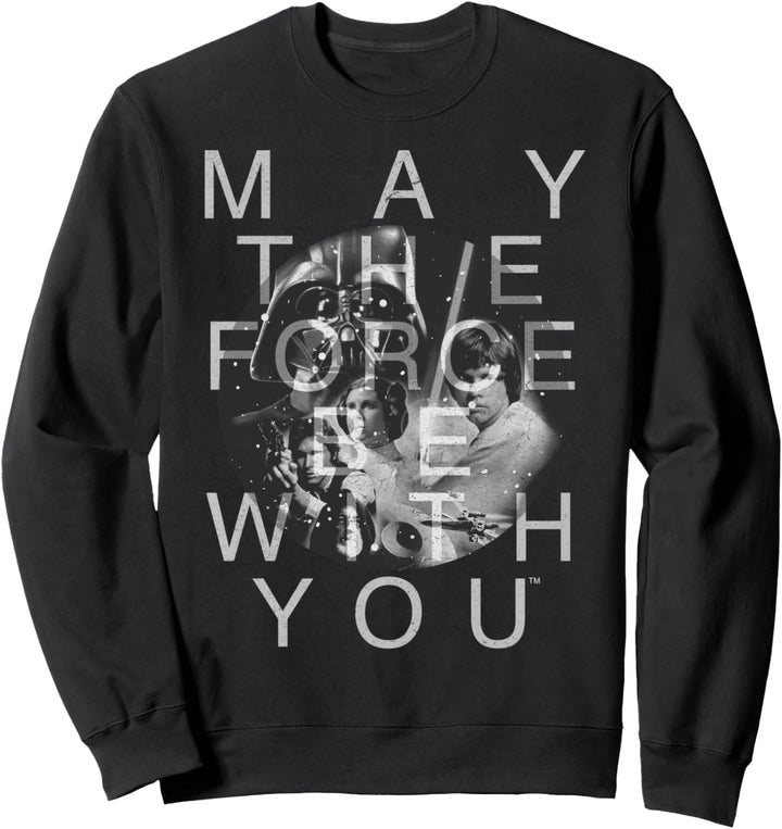 Star Wars The Force Group Shot Retro Text Photo Sweatshirt