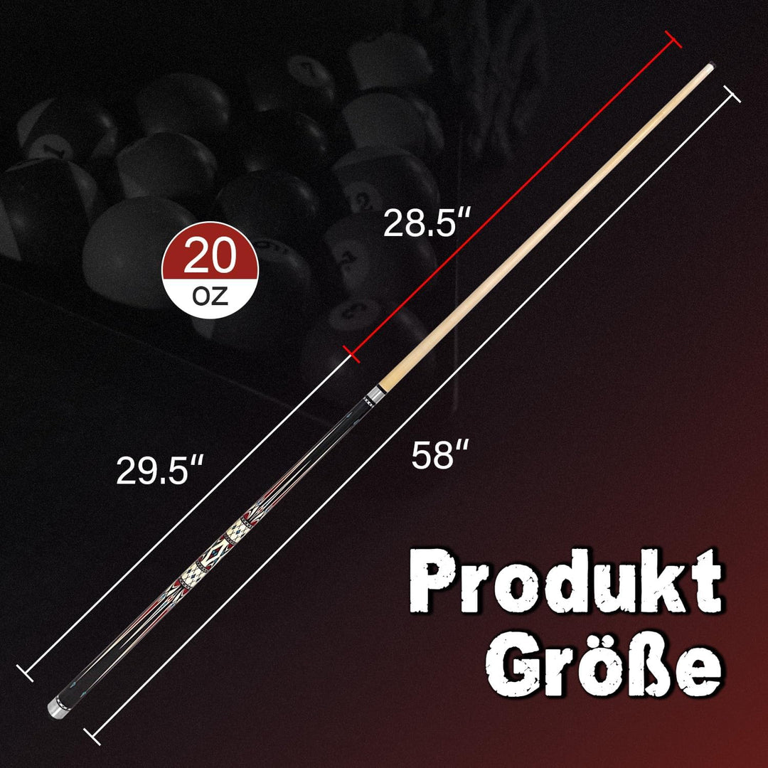 Pool Cue Stick Billard Queue,58“ Pool-Billardqueue BillardStock 12,5 mm Lederspitze Cue Sticks for P