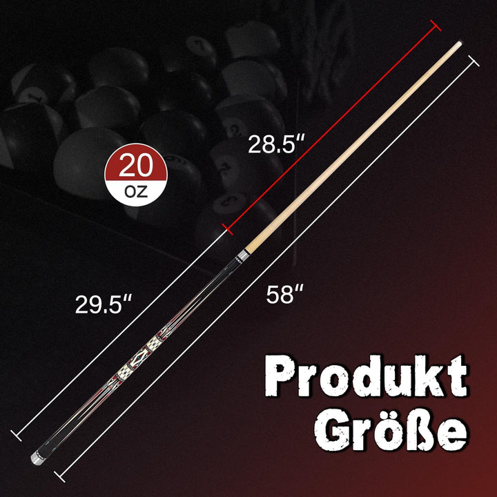 Pool Cue Stick Billard Queue,58“ Pool-Billardqueue BillardStock 12,5 mm Lederspitze Cue Sticks for P