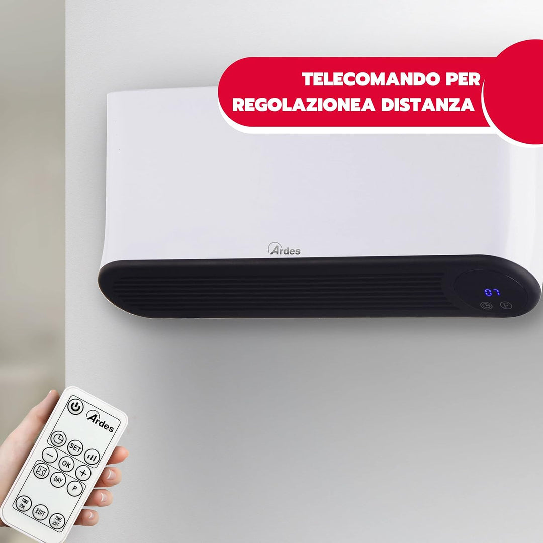 ARDES - AR4W05P PARETO FLEX Keramik-Heizlüfter zur Wandmontage 2000W Waterproof, programmierb. Badez