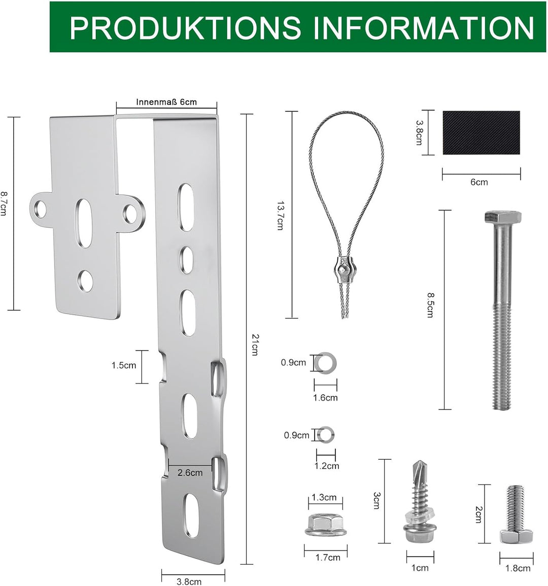 4PCS Solar Halterung Haken für Balkon - Eckig Photovoltaik Halterung für Solarmodule, Balkongelände,