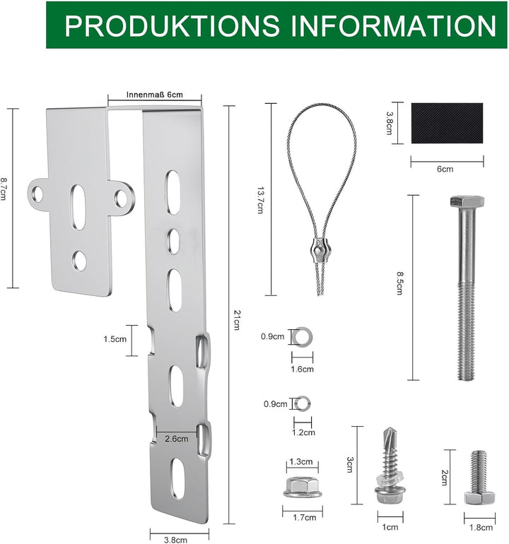 4PCS Solar Halterung Haken für Balkon - Eckig Photovoltaik Halterung für Solarmodule, Balkongelände,