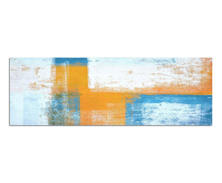 Paul Sinus Art Panoramabild auf Leinwand und Keilrahmen 150x50cm Malerei Kunst abstrakt blau orange