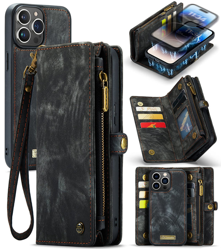 UFinetech iPhone 14 Pro Max Hülle, Flip Leder TPU Stossfest Kartenfach Tasche Handyhülle iPhone 14 P