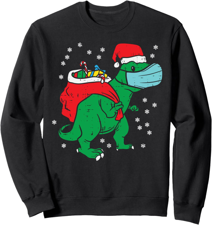 Santa Trex Dinosaur In Mask Christmas Quarantine Boys Gift Sweatshirt