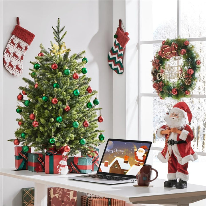 Yaheetech 91cm Mini künstlicher Weihnachtsbaum mit 143 Spitzen &amp; Zementbasis, Mini Tischplatte Tanne