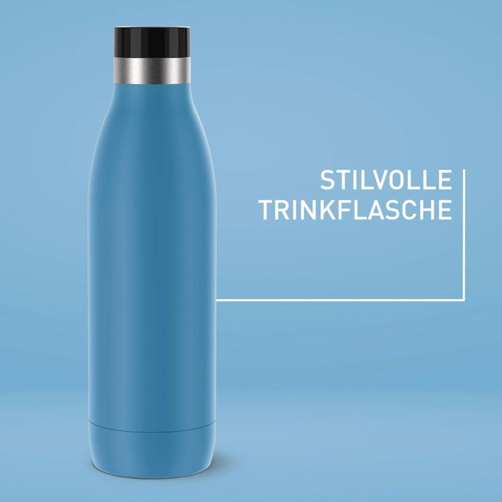 Emsa Bludrop Isolier-Trinkflasche, 0,7 Liter, 100% dicht, Quick-Press Verschluss, Ergonomischer 360°