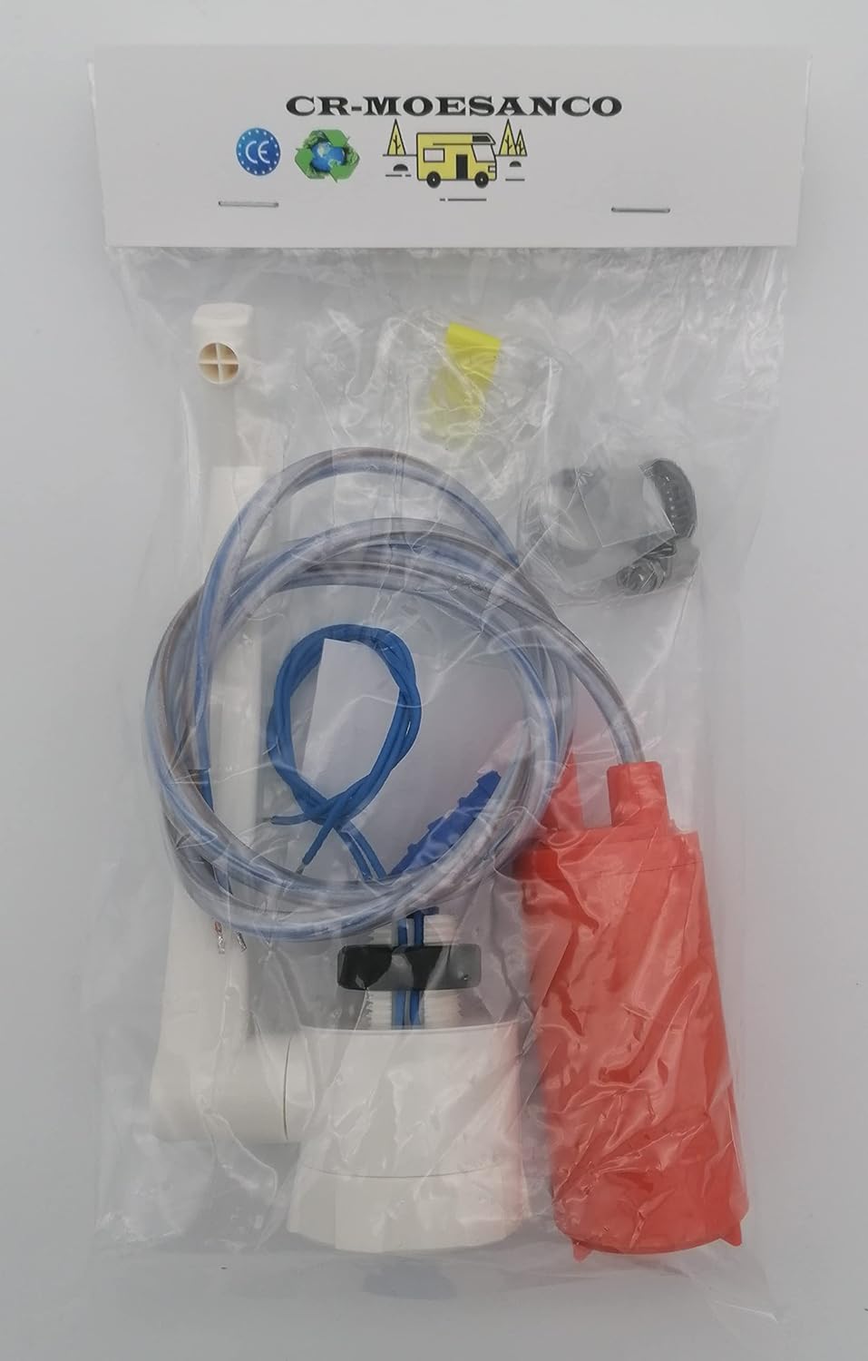 CR-MOESANCO® Set Wasserhahn + Pumpe + 2 Schlauchschellen aus Edelstahl für Wohnwagen, 12 V, Wohnmobi