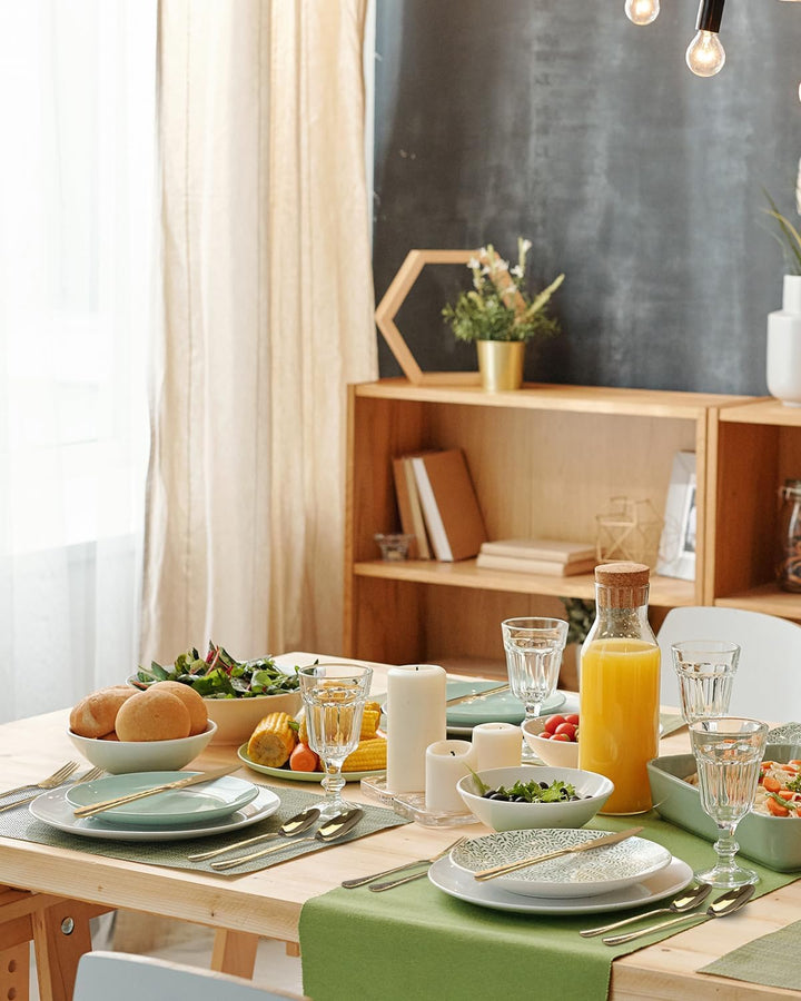 Aoresac Besteck-Set für 4 Personen, 20 Stück, aus Edelstahl, poliertes Muster, mit Blumenspiegel, in