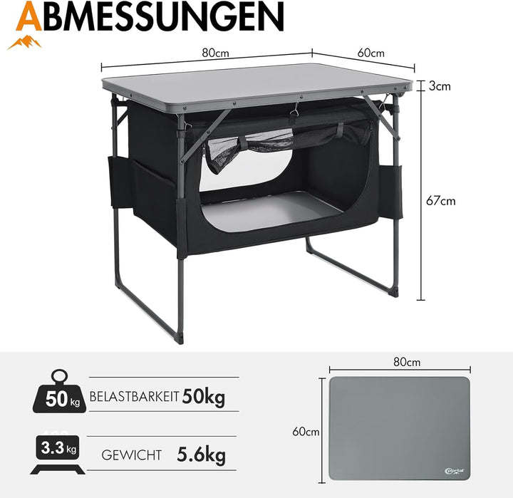 Portal Campingtisch Faltbar mit Stauraum Klapptisch klappbar Esstisch Mini Gartentisch Ultraleicht f