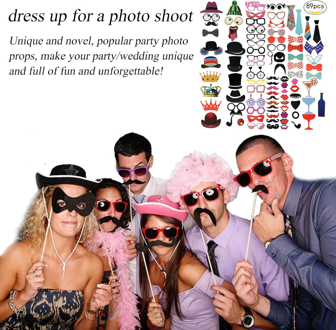 147 Stück Party Deko Fotobox Accessoires,Foto Booth Requisiten,Baby Party Dekoration,Mützen Perücken