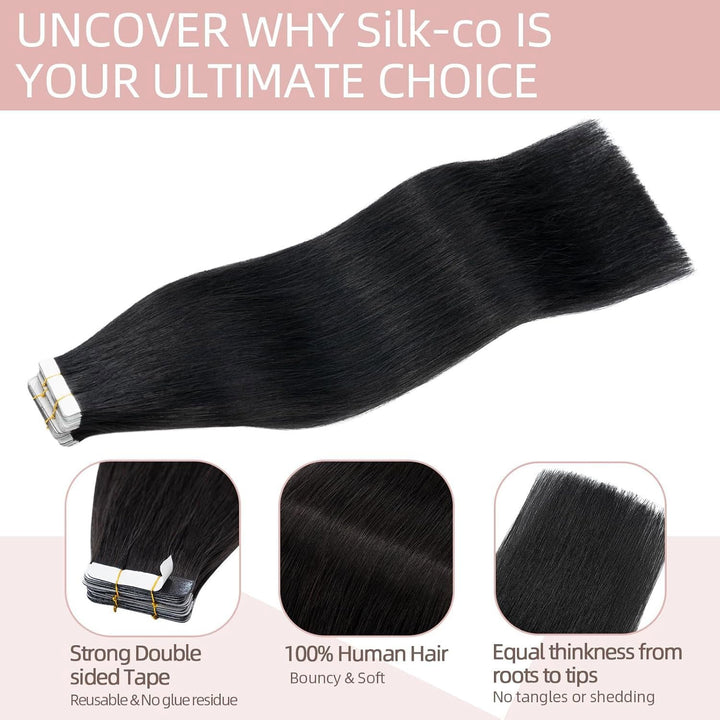 Tape Extensions Echthaar 10stk, Remy Tape in Extensions Haarverlängerung, Skin Weft Echthaar Haarext