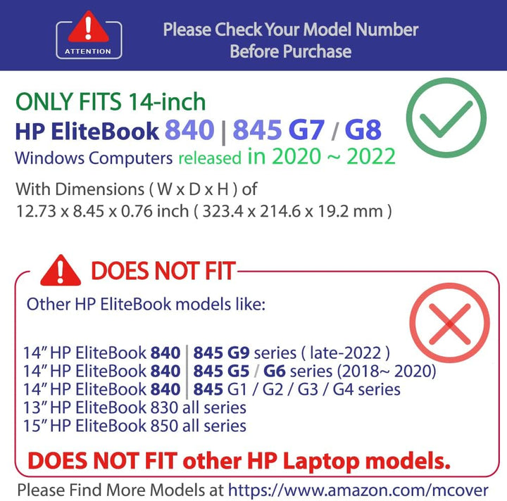mCover Nur kompatibel mit 2020 ~ 2022 14 Zoll HP EliteBook 840 G7 / G8 (Intel CPU) | EliteBook 845 G