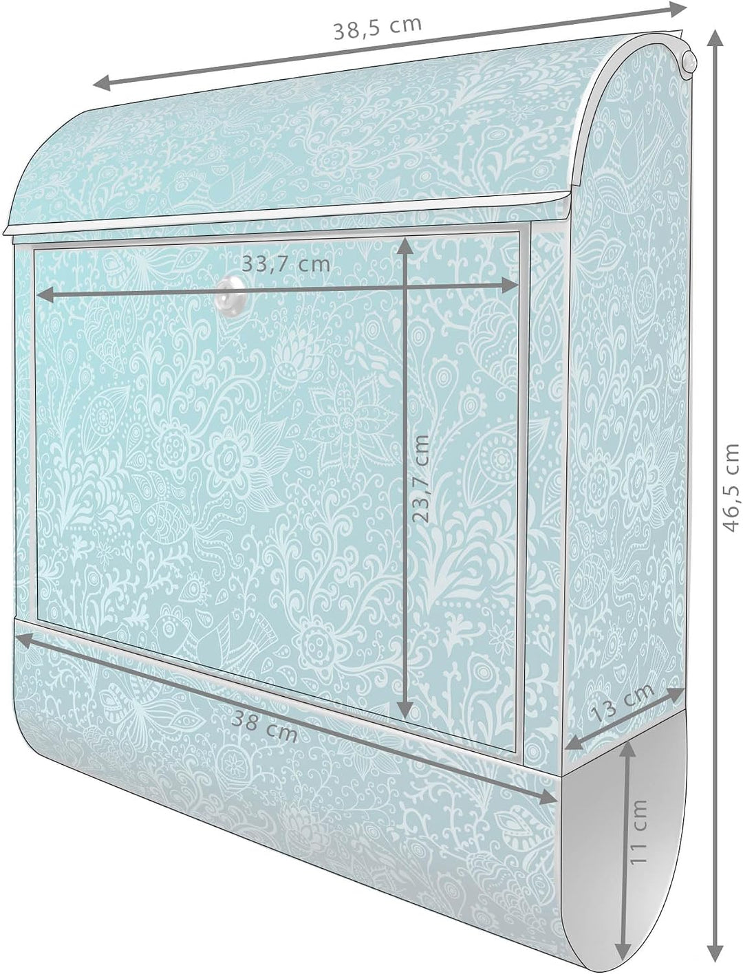 banjado® Design Briefkasten mit Motiv Mandala Landschaft 39x47x14cm &amp; 2 Schlüssel - Briefkasten Stah