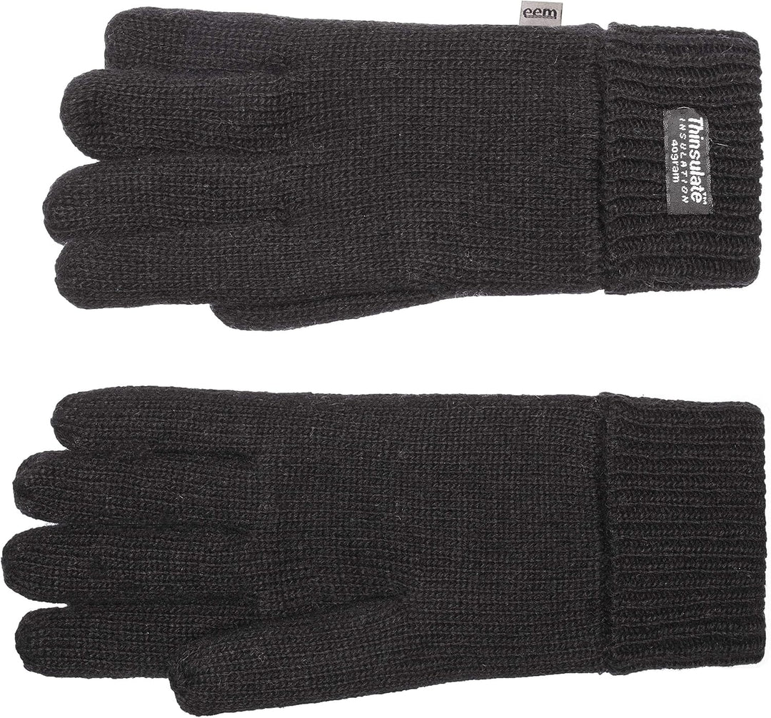 EEM Damen Strickhandschuhe, weiche Wolle, Thinsulate Thermofutter L-XL Schwarz, L-XL Schwarz