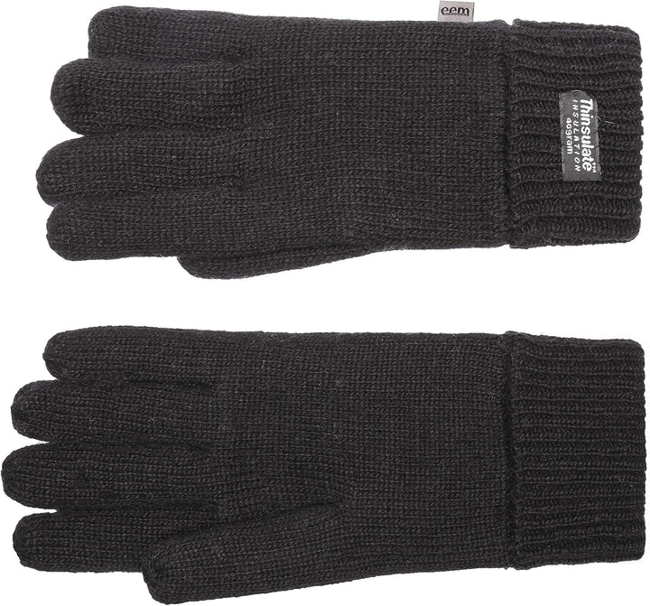 EEM Damen Strickhandschuhe, weiche Wolle, Thinsulate Thermofutter L-XL Schwarz, L-XL Schwarz