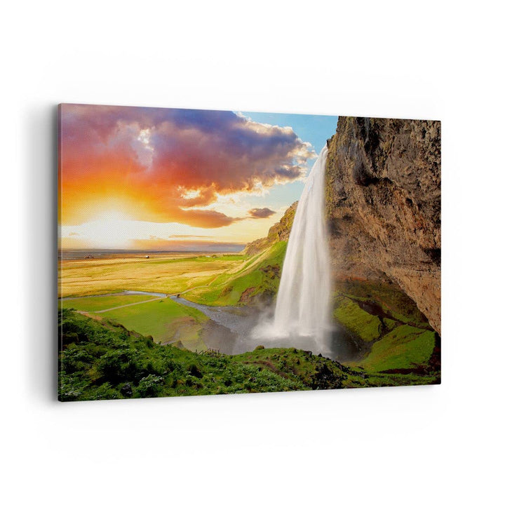 ARTTOR Bilder auf Leinwand 100x70cm Leinwandbild Geologie island Wiese Gross Wanddeko Bild Schlafzim