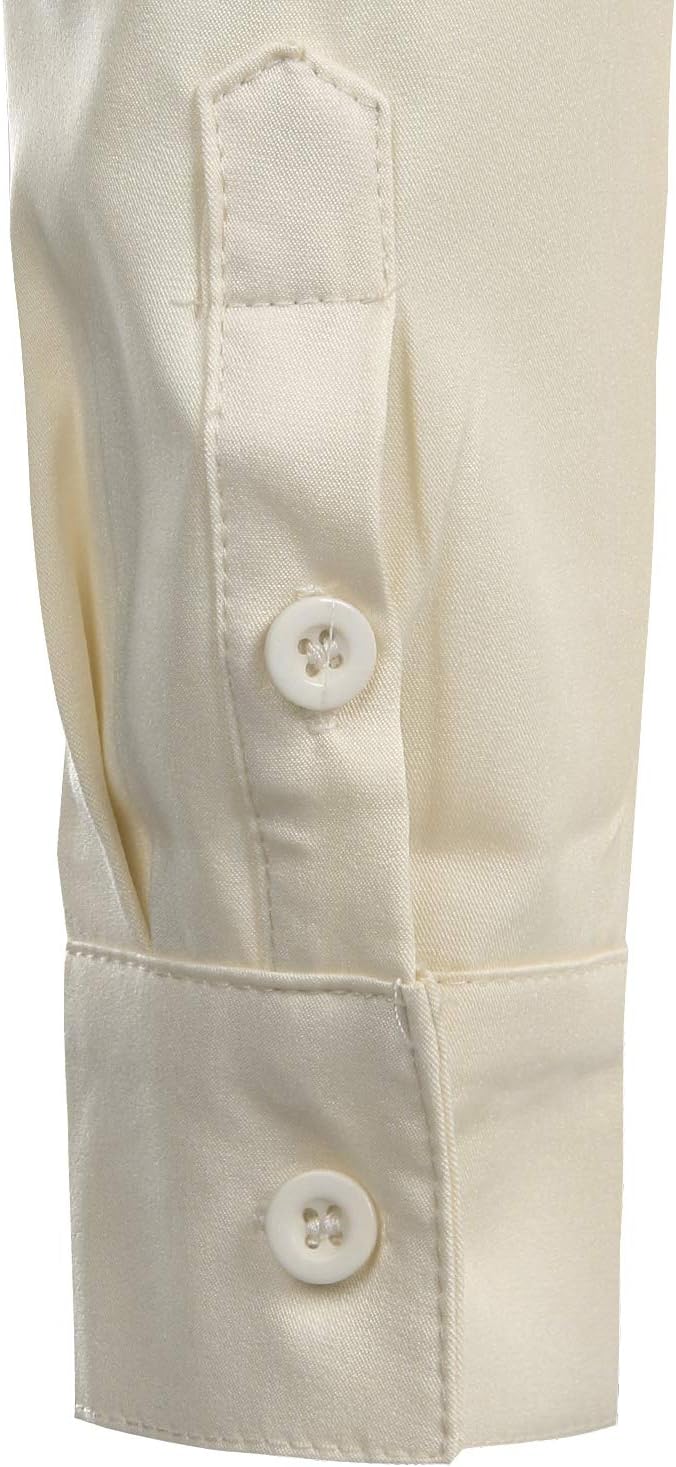 PARKLEES Herren Grandad-Kragen Slim Fit Langarm Casual Button Down Kleid Shirts mit Tasche M Beige,