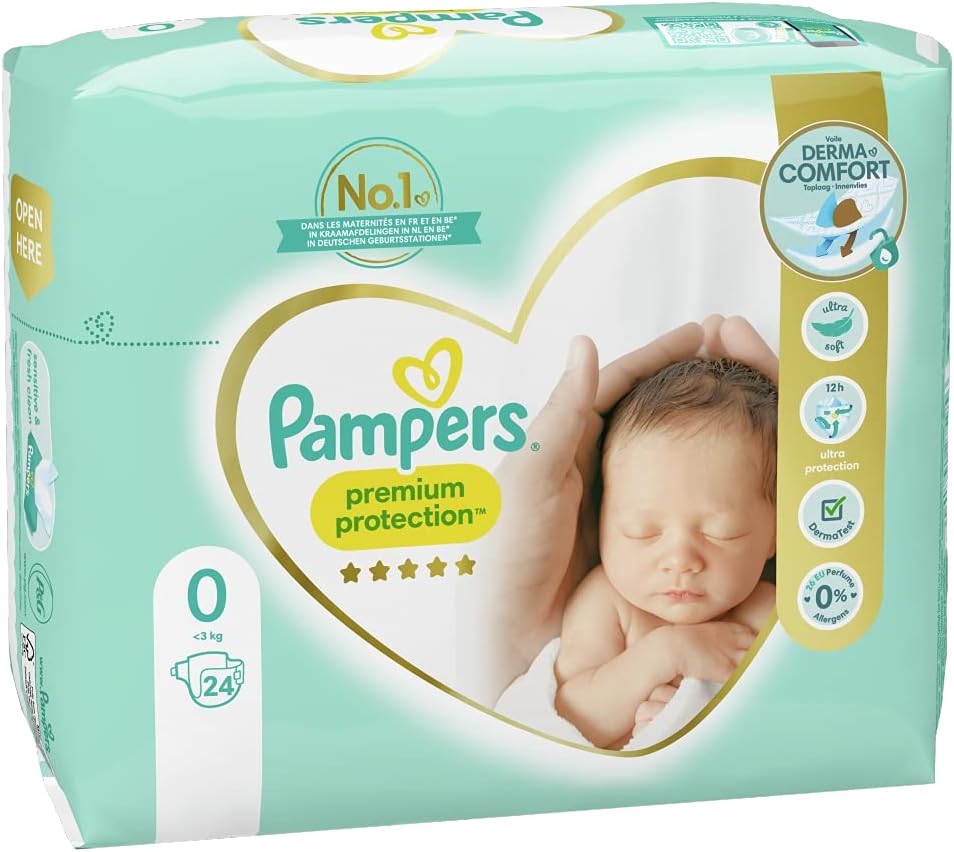 Pampers Premium Protection Windeln, Grösse 0 (unter 3 kg), 24 Stück Size 0 (1 x 24 Count), Size 0 (1