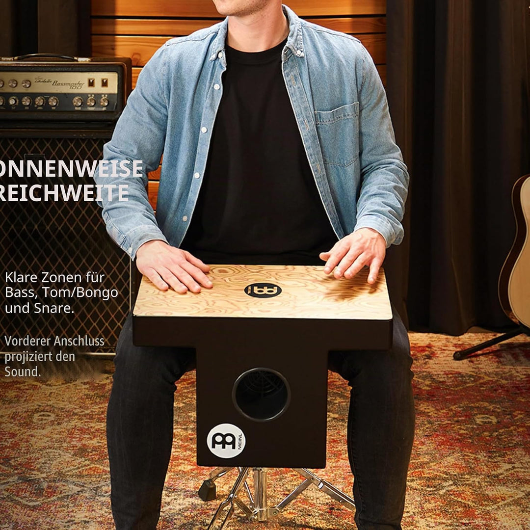 Meinl Percussion Slaptop Cajon Instrument - rückenschonende Trommelkiste mit Snare - Makah-Burl Schl